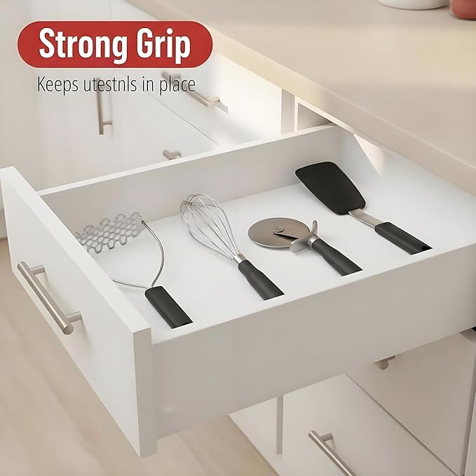 Coavas Shelf and Drawer Liner, Non Slip Extra Grip Non Adhesive Waterproof Thickened Cabinet Mat, Easy Cut for Kitchen Pantry Bathroom Dresser Cupboard (White, 12IN x 30FT)