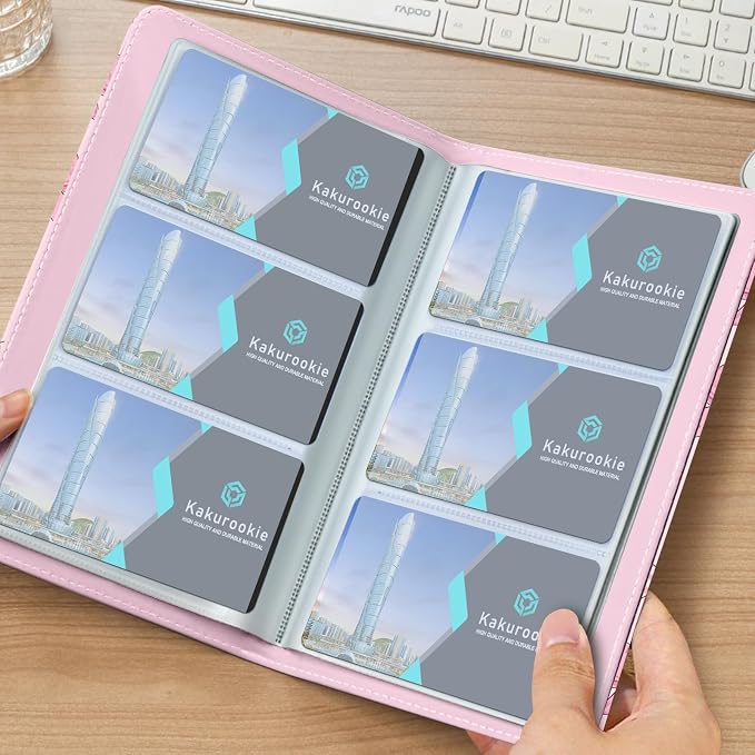 Floral Business Card Book Holder Organizer for Women, 240 Card Capacity, Stylish Name Card and Credit Card Holder for Professionals (Bow)