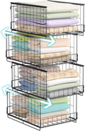 4-Tier Stackable Closet Organizer and Storage Shelves, Foldable Closet Shelf Organizer Storage Bins Closet Storage Organizer for Wardrobe Sweaters Accessories Bedroom Dorm RV Storage(Black)