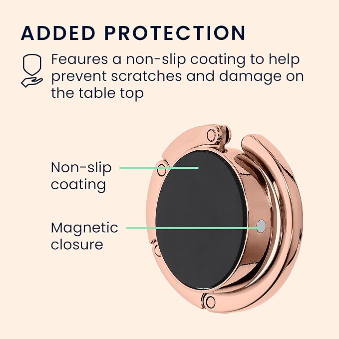 kwmobile Purse Hook for Table - Set of 2 Purse Holder - Folding Handbag Hanger - Portable Bag Holder - Bag Hooks for Desk - Table Hook Copper