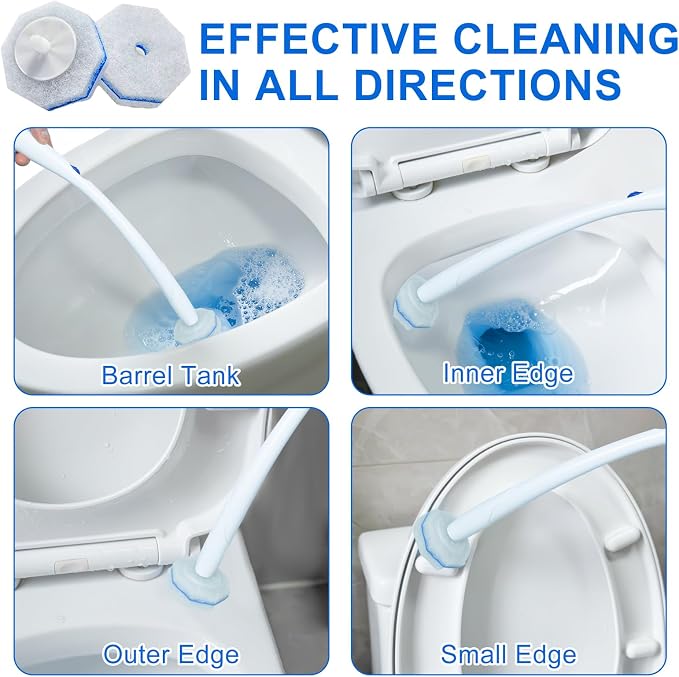 60pcs Disposable Toilet Brush Head Refills Compatible With Clorox System | Upgrade Fiber Cleaner Heads for Clorox Toilet Closestool .(not included brush rod)