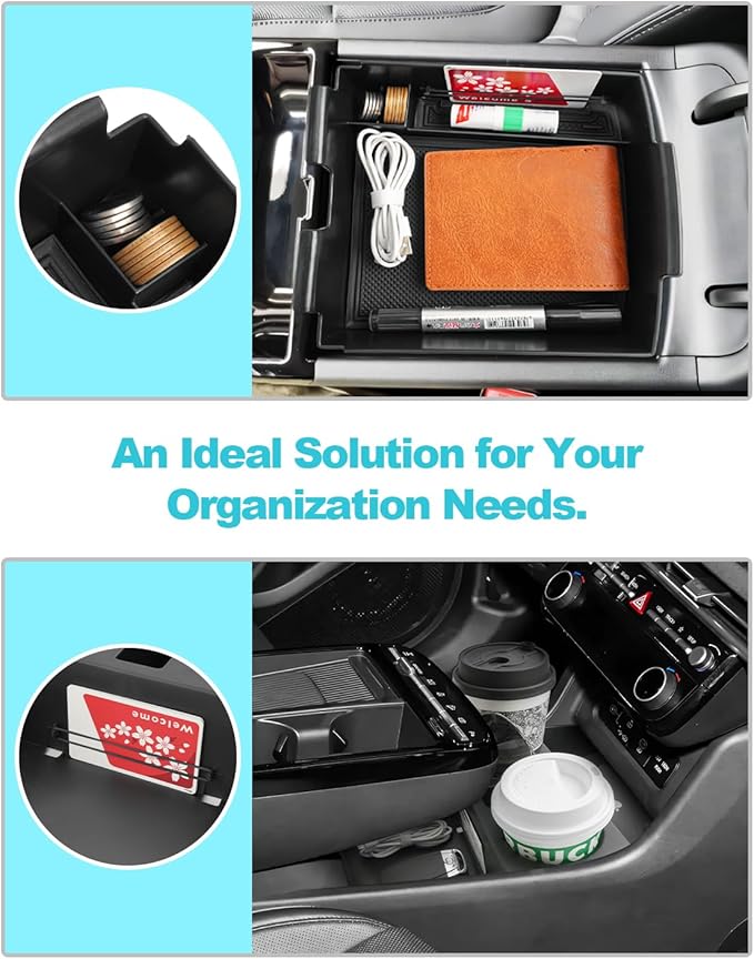 CDEFG 2Pcs Lower Center Console Tray Floor Console Organizer with Cup Holder Compatible with 2025 2026 Hyundai Tucson Limited Accessories Middle Console Storage Box