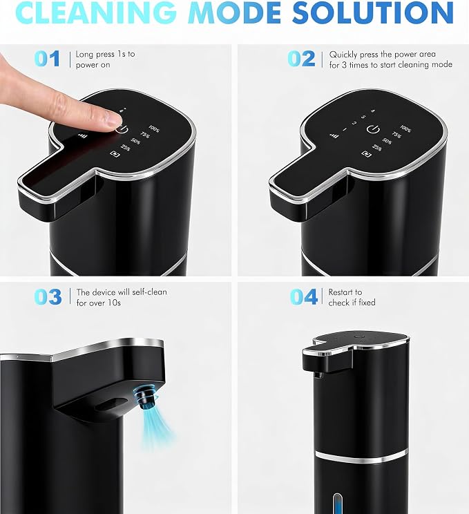 RYTOXILO Automatic Soap Dispenser Touchless, 2 Pack Black Auto Soap Dispensers for Bathroom and Kitchen, 15 Fl Oz Plastic Electric Dish Liquid Dispensers Wall Mount with 1200 mAh Battery