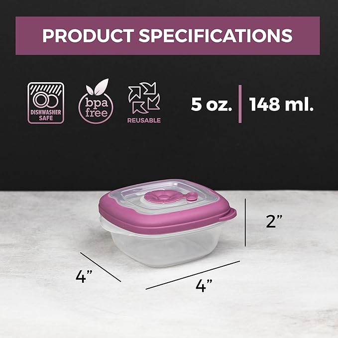 Tribello Freezer To Microwave Mini 5oz Food Storage Containers With Airtight Lids, Microwave safe with Steam Vents lids, On The Go Meal Prob Lunch Containers - Dishwasher Safe, BPA-Free