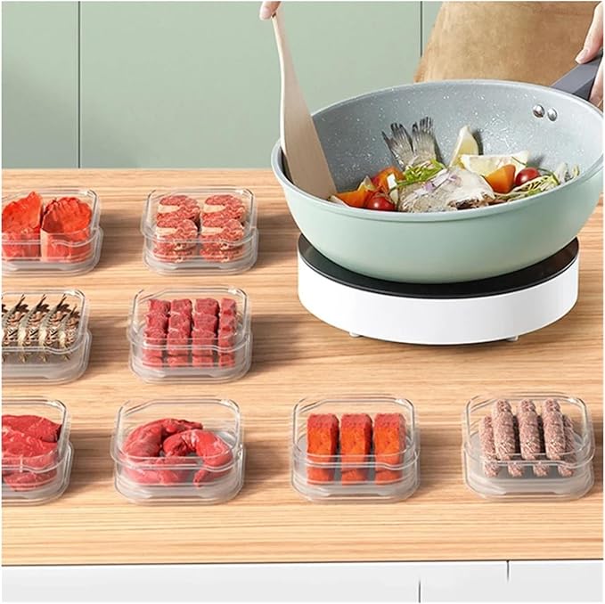 Food Storage Container Fresh Frozen Meat Preservation Box Refrigerator Food Retain Freshness Transparent Storage Jar Home Kitchen Vegetable Storage Organizer(Clear-650ml,1-Tier_3PCS)
