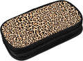 Perinsto Leopard Animal Skin Print Pencil Case Big Capacity Multi Compartment Stationery Box Pencil Pouch Holder Desk Organizer For School Office Home