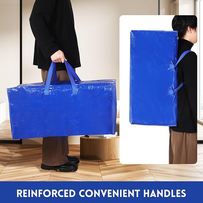 Abbylike 16 Pcs Extra Large Moving Bags with Handles and Zippers Heavy Duty Packing Bags for College Moving Foldable Space Saving Fold Flat Waterproof Packing Bags for Storage Traveling