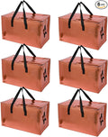 6 Pack Moving Bags Heavy Duty, Extra Large Moving Bags, Moving Supplies, Storage Bags with Handles and Zippers, Waterproof Totes for Storage Saving Packaging Shipping and Travel(Laser Copper)