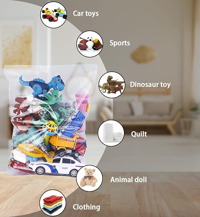 15 Heavy Duty Storage Bags with Zipper Top, 3.1-mil Thick, Extra Large 5 Gallon Bag 18" x 24", Resealable Plastic Bag, Jumbo Freezer Bags for Food, Clothes, Travel, Moving