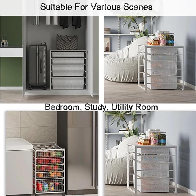 Compact Hanging Pullout Drawer Basket,Pull Out Drawer Organizer Containers Storage Bin,for Home Office Bedroom Laundry Room(Style4)