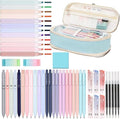 50 PCS Aesthetic School Supplies with Cute Pen Case,12 Pastel Highlighters,5 Black Ink Gel Pens, 12 Mechanical Pencils Set 0.5 & 0.7 mm 6 Color Gel Pens for Students Stationary College Essentials Blue