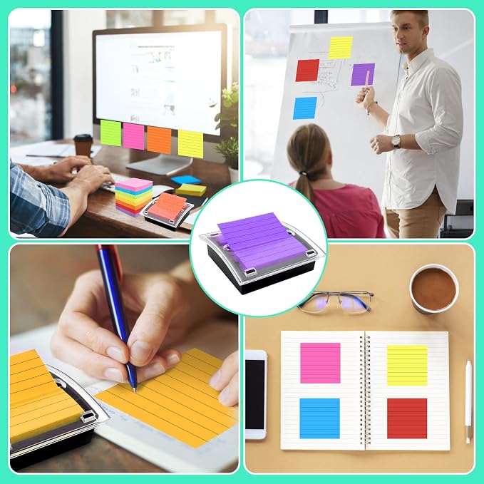 Pop Up Sticky Note Dispenser Sticky Note Holder Pop Up Note Dispenser Transparent Top for 3 x 3 Inch Sticky Notes School Office Home Store Black Base Clear Top (12)