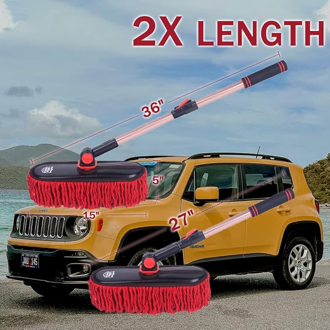 Car Cleaning Supplies Duster, Exterior Scratch Free, Soft Brush Kit for Truck SUV RV Motorcycle, Wax Cotton Hair, Extendable Handle, Car Feather Duster No Lint, Gifts for Men Women