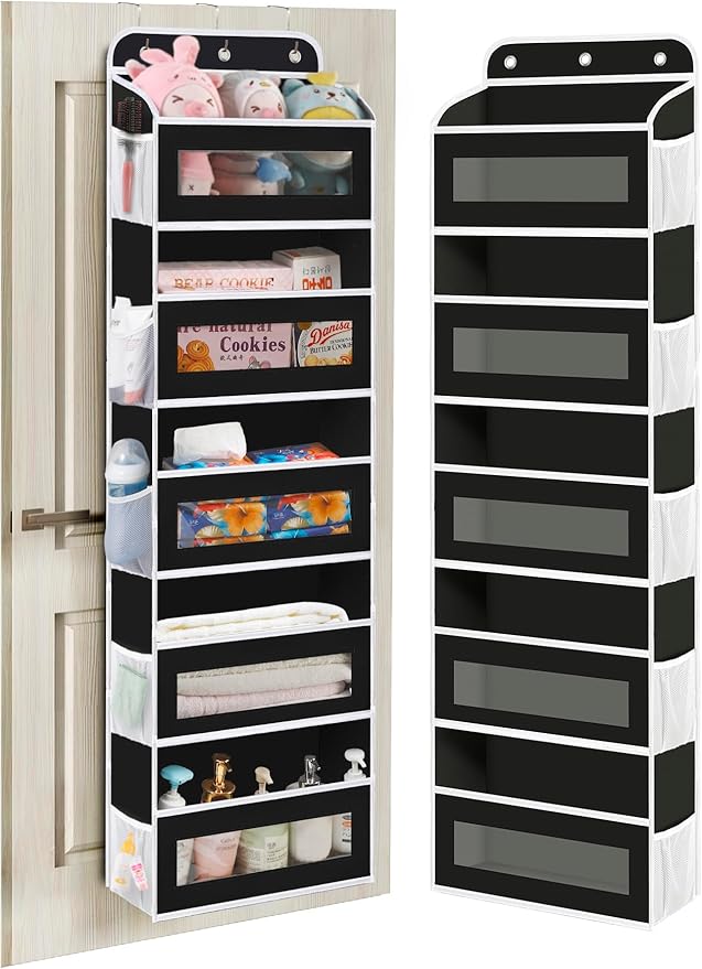 KYEVIS Over The Door Organizer, 5 Shelves Closet Door Hanging Organizer with 10 Mesh Pockets, Nursery Closet Organizers, Baby Essentials, Dorm Room Essentials for Girls