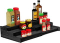 VenDotbi Spice Rack, 3-Tier Expandable Bamboo Spice Rack Organizer for Cabinet - Kitchen, Pantry and Cupboard Storage Organizer-Black