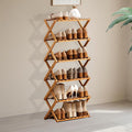 Jessie Bamboo Shoe Rack,Free Standing Shoe Rack for Closet,Portable Folding Shoe Storage Rack, Space Saving,Shoe Shelf for Bedroom Entryway Hallway Closet Living Room (Primary-6 Tier)
