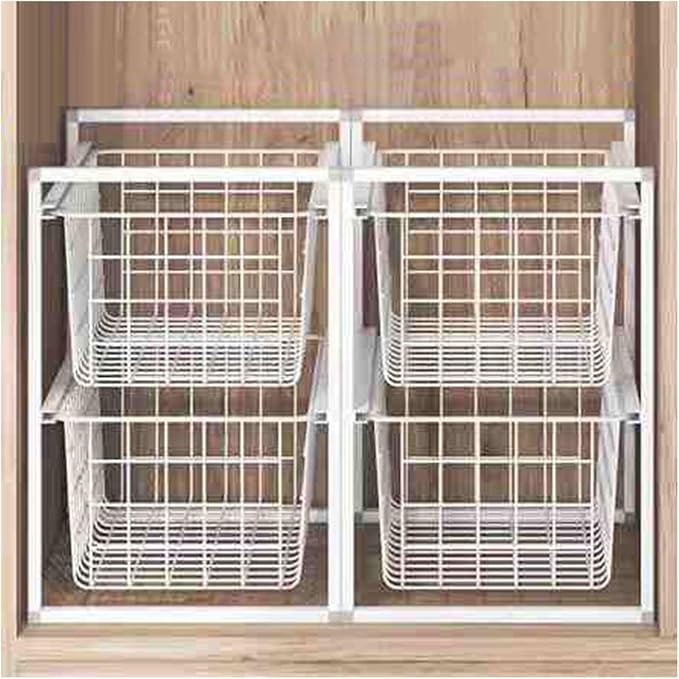 Compact Hanging Pullout Drawer Basket, Stackable Shelf Baskets Organizer,Shelf Steel Wire Pullout Hamperfor Kitchen,Pantry,Wardrobe(450x370x500mm)