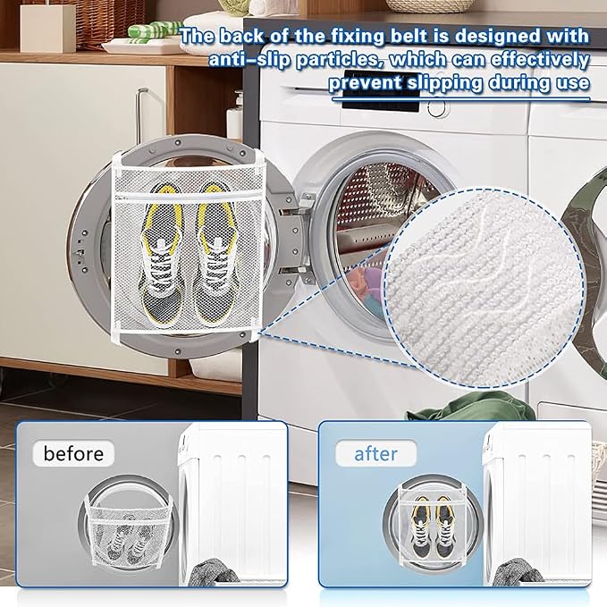 2 Pcs Shoe Dryer Bags,Adjustable Reusable Sneaker Dryer & Wash Bag Large Honeycomber Mesh Bags with Zipper and Strap for Washing Machine Shoes, Clothing