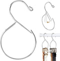 MEILIDY Metal Belt Hanger with Safety Buckle for Closet, Silver, 2 Pcs | Compact Belt Rack, Easy to Hang, Fits for Belts, Ties, Jeans, Scarves, Hats, Purses, Jewelries, Cords, Carabiners
