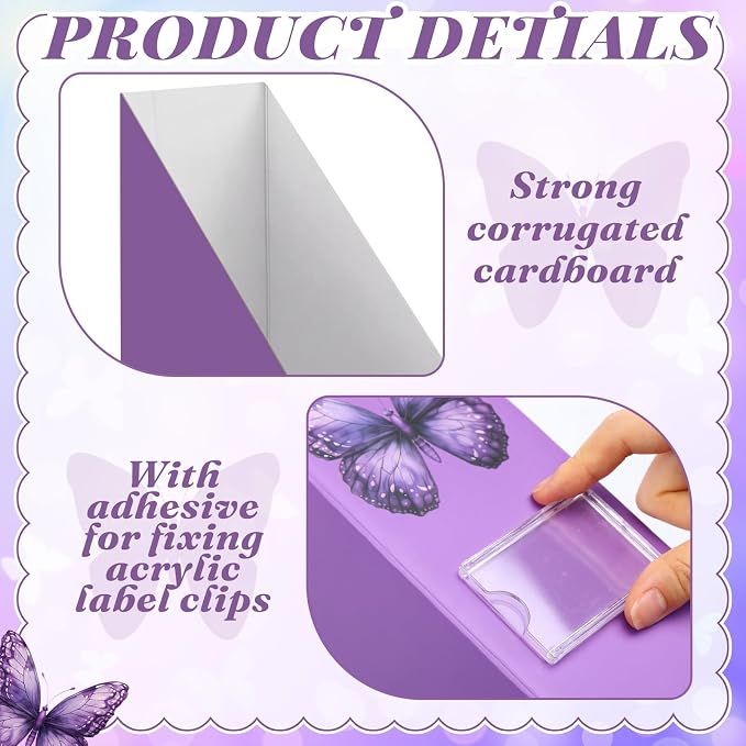 AmazingSpark Purple Butterfly Magazine File Holder Decorative Set of 4
