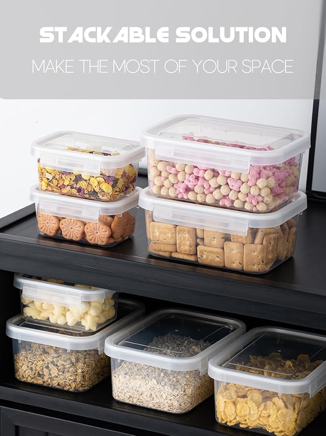 LivLab Mker 8 Sets Food Storage Containers with Lids - Reusable Meal Prep Containers Bpa-Free Freezer Lunch Boxes for Leftovers, Snack, Fruits, Salad (5 Large + 3 Small)