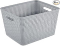 Sterilite 6-Pack Tall Basket, Woven Plastic Storage Baskets for Organization, Cement - Organizing Bin Containers with Handles for Bedroom, Bathroom, Dorm, and Closet
