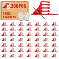 200 Pack Cable Stackers with Steel Nails, Multi-Cable Electrical Wire Clips | Insulated Cord Staples for Organizing Multiple Electrical Wires and Cables, Easy Nail-In Installation for Most Cable Types