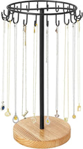 Mkono Necklace Holder Metal Jewelry Display Stand Necklace Organizer with 22 Hooks for Storage and Hanging Bracelet Keychain Home Room Decor for Women,Wood