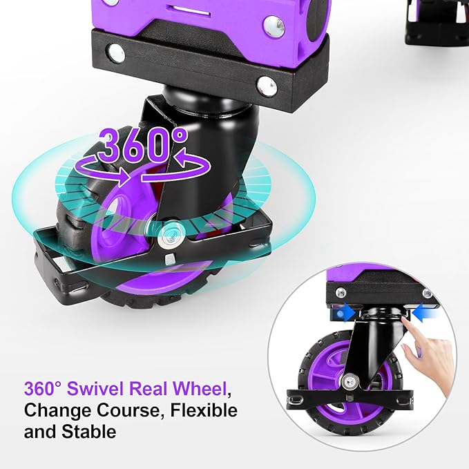 330LB Folding Hand Truck Heavy Duty Carrying, Combination of Four Wheels and Two Wheels Convertible Dolly Cart with Retractable Handle Dolly for Moving Office Carts(Purple)
