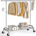 Wiracks Clothes Rack for Hanging Clothes 350lbs Heavy Duty Clothing Rack 51 to 71" W x 16.53" D x 65" to 71" H Adjustable Rolling Clothes Rack Coat Rack Garment Rack 3" industrial Wheels Silver