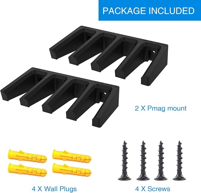 Solid ABS 6X Standard PMAG Wall Mount, Mag Holder, Home Magazine Storage Rack