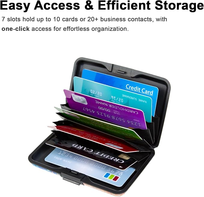 Credit Card Holder for Women Men RFID Blocking Wallet Small Business Metal Slim Mini Aluminum Hard Case (Black White Striped Heart)