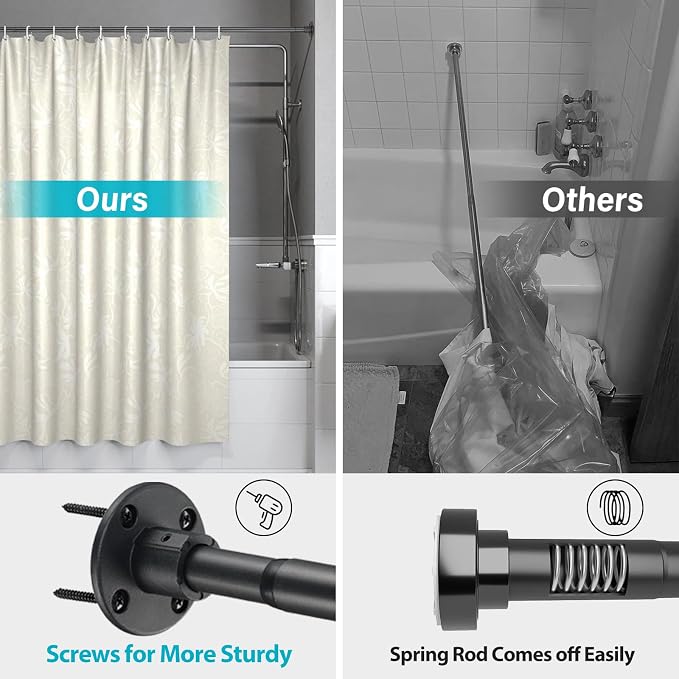 Closet Clothes Hanging Rod, 21-32 inch Adjustable Size, Screw Fixing Connection, for Closet Wardrobes Laundry RV, Black