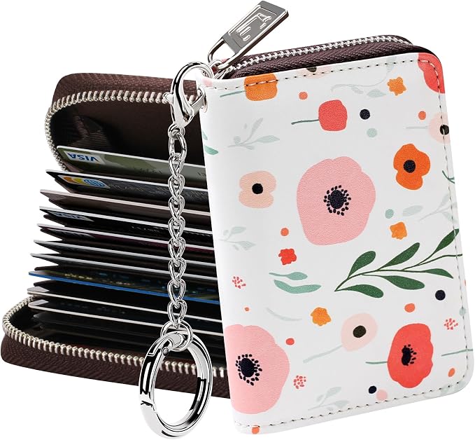 FurArt Zipper Wallet Women, RFID Blocking Credit Card Wallet, Business Card Holder, Compact Size KeyChain Wallet