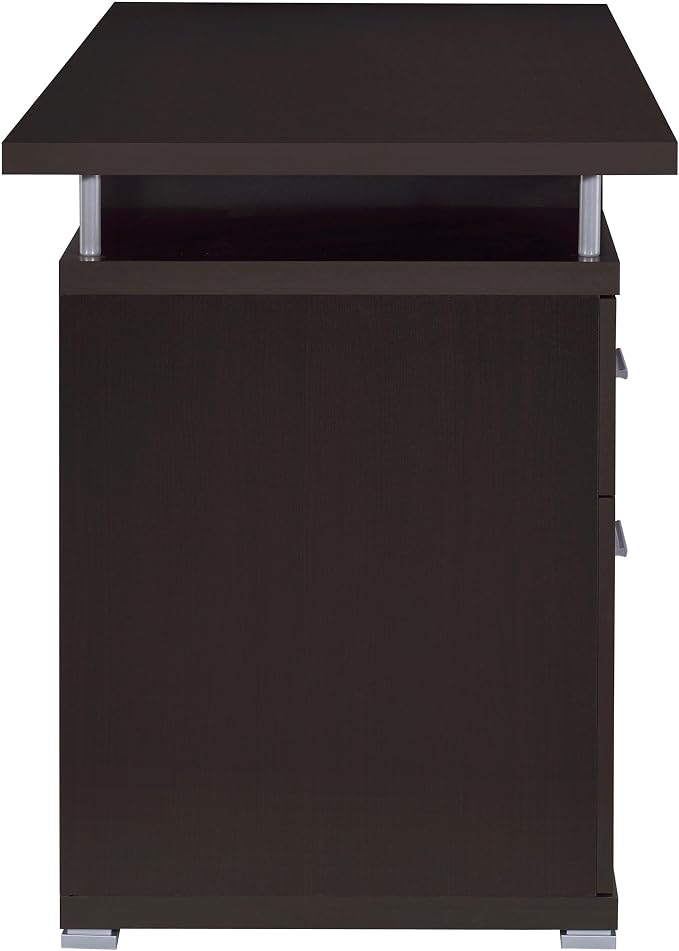 Coaster Home Furnishings Tracy Modern Contemporary 55-Inch 2-Drawer Home Office Computer Writing Desk Study Table with File Cabinet Storage Engineered Wood Eco-Friendly Laminate Brown 800107