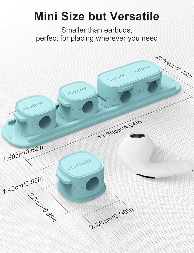 6 Pack Magnetic Cable Clips [1s Open/Lock], Cord Organizer Holder | Strong Adhesive Desk Cable Management- Organize Charging Cords Neatly for Home, Office, Car,Desk, Nightstand-Blue