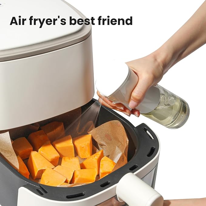Mistifi Oil Sprayer for Cooking, Fan Spray, Refillable, Glass Bottle, 6oz | Even Fan Spray,1g Portion Control,Anti-Drip Design,Easy Refill,Air Fryer,Salad & BBQ Friendly,Clear