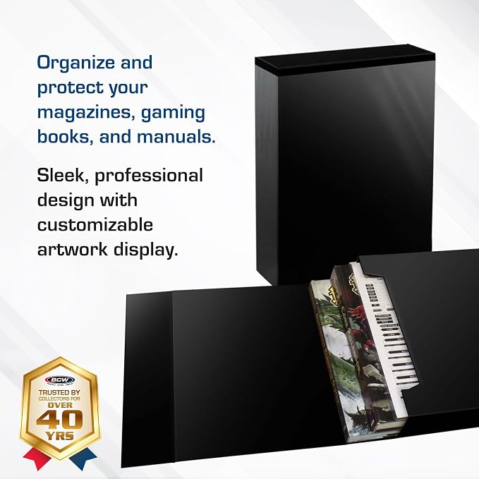 BCW Magazine File Holder - Black | Holds up to 20 Magazines | Magnetic Closure | Magazine Storage Box Holder | Magazine Box Ideal Organizer for Collectors and Storage Solution for Loose Magazines