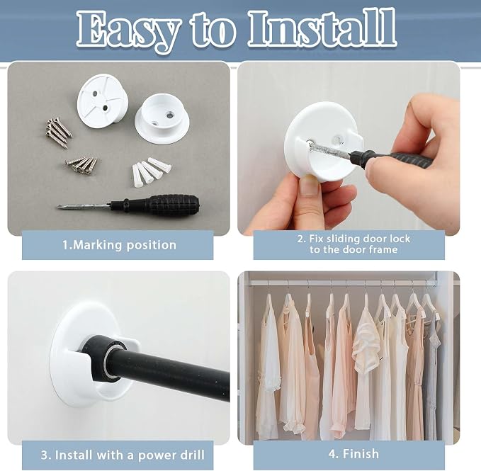 Yaocom 2 Pairs Matte White Metal Closet Rod Bracket Set Heavy Duty Closet Pole Socket Accept 1-3/8 Diameter with Screw on Attachment for Wardrobes Shelf