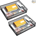 2Pcs Desk Drawer Organizer, Stable Metal Mesh Desk Storage Tray, Versatile Storage Box Set for Office Home Supplies,13 x 9 inches