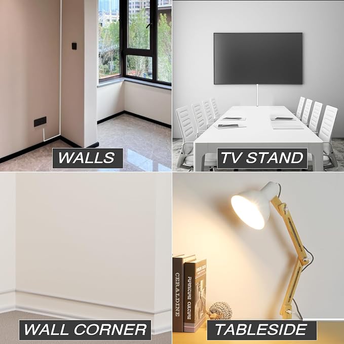 78" Silicone Cord Hider for Wall Mount TV,Large Self-Adhesive Cable Hider for 2-3 Cords,Cable Management Under Desk,Cord Organizer,Cable Raceway Home & Office Trim,Cord Concealer Channel,White