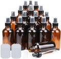 ULG Amber Glass Spray Bottles 4oz Brown 16 Piece | Fine Mist Sprayers, Empty Spray Atomizer, Waterproof DIY Labels Included