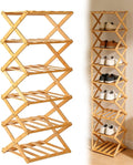 VOGUZY Foldable Shoe Rack, Tier No-Assembly Bamboo Rack, 2026 New Portable Bamboo Corner Shoe Rack, Multifunctional Narrow Shoe Shelf for Entryway, Closet, Corner, Bedroom (6 Layers)