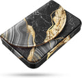 Business Card Holder，PU Leather Business Card Case Color Printing Pattern Card Holder Wallet，Pockets Magnetic Credit Card Holders for Men and Women，Black Marble