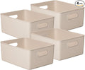 Superio Eco-Friendly Decorative Plastic Basket Open Home Storage Bins Organizer Baskets, Large (4 Pack) Container Boxes for Organizing Closet Storage Bins for Shelves Drawer Shelf 15 Liter