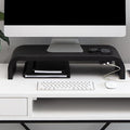 Anji Mountain Wood Monitor Stand Riser Desk Desktop Organizer Table for Home, Office Workspace, Laptop Riser, Ergonomic Design Stand for Gaming Setup, with Power Source, Black