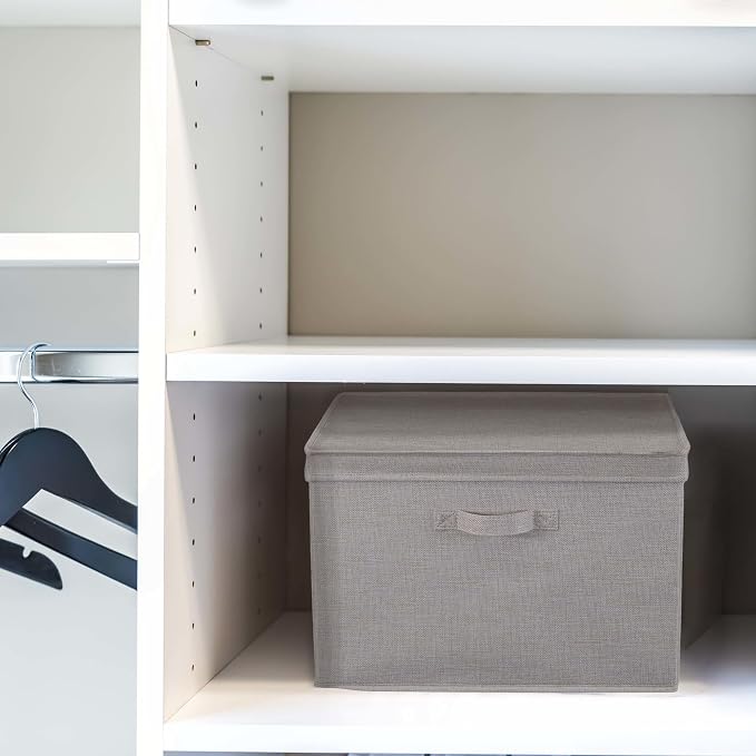 Household Essentials Large Storage Bin with Lid, Sturdy Sides and Base with Front Handle, Silver