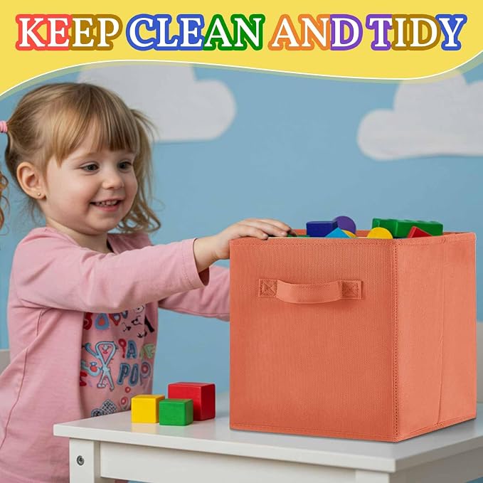 Yinder 6 Pcs Cube Storage Bin 10.5''x10.5''x11'' Storage Bins for Playroom Decor Colorful Bins for Kids Foldable Baskets for Nursery Organizer Boxes Fabric Boxes (Pastel Colors)