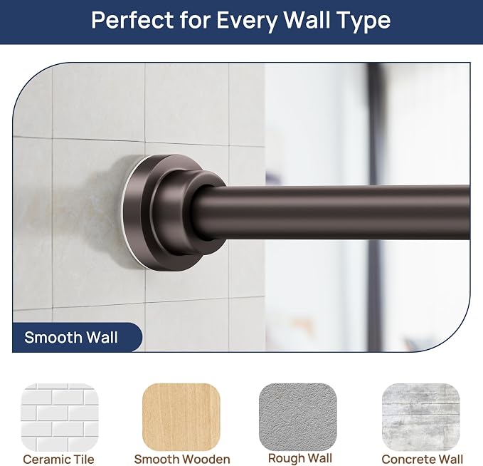 ENJOYBASICS 2 Pack Adjustable Spring Tension Curtain Rods 32 to 54 Inches, Stainless Steel Bronze Shower Rod No Drilling for Window, Bathroom, Closet, Room Divider, 7/8" Diameter
