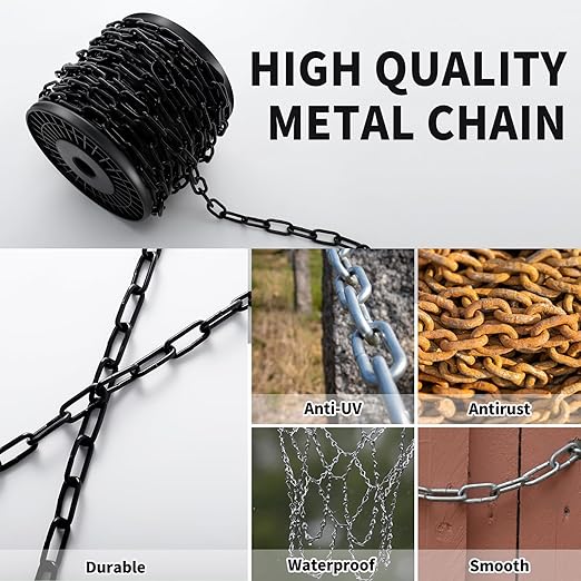 19.7 ft 1/4" Metal Hanging Chains Fixture Chain Decorative Chain Light Duty Chain Utility Chains for Hanging Plants, Basket, Light Fixture, Chandelier, Lamp (6mm 19.7ft)